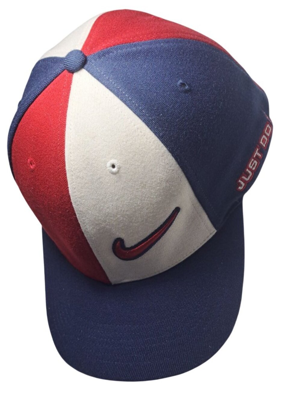 Vintage Nike 6-Panel Flex Fit Hat Red White Blue Swoosh Logo Just Do It Collect